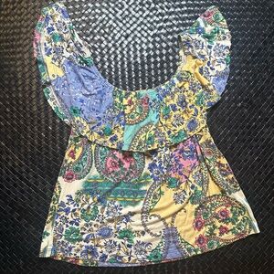 Multicolor Floral Ruffle Blouse